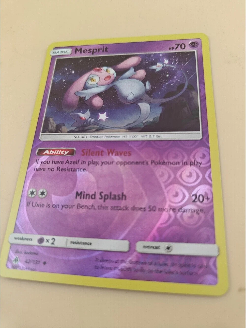 Pokemon Mesprit 42/131 Reverse Holo Forbidden Light Uncommon Near Mint